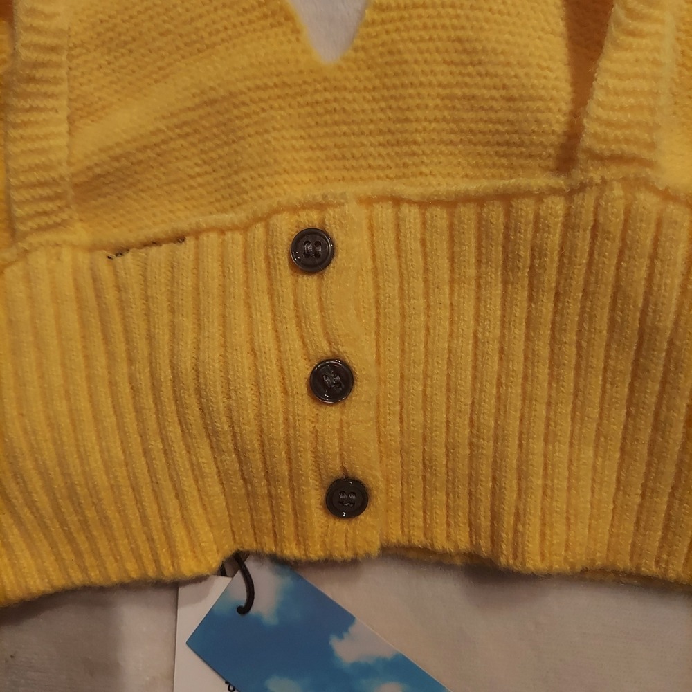Cider Womens Yellow Stretch Knit Ribbed Cropped Cherry Tank Top Size Large NWT - Picture 7 of 10